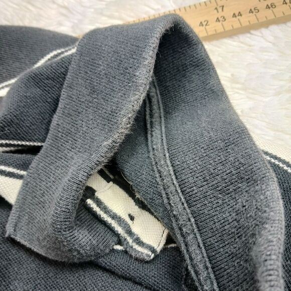 Polo Jean Company Ralph Lauren Men's XL 2 Button Grey/Cream Stipe Polo. Vintage. - Picture 7 of 12